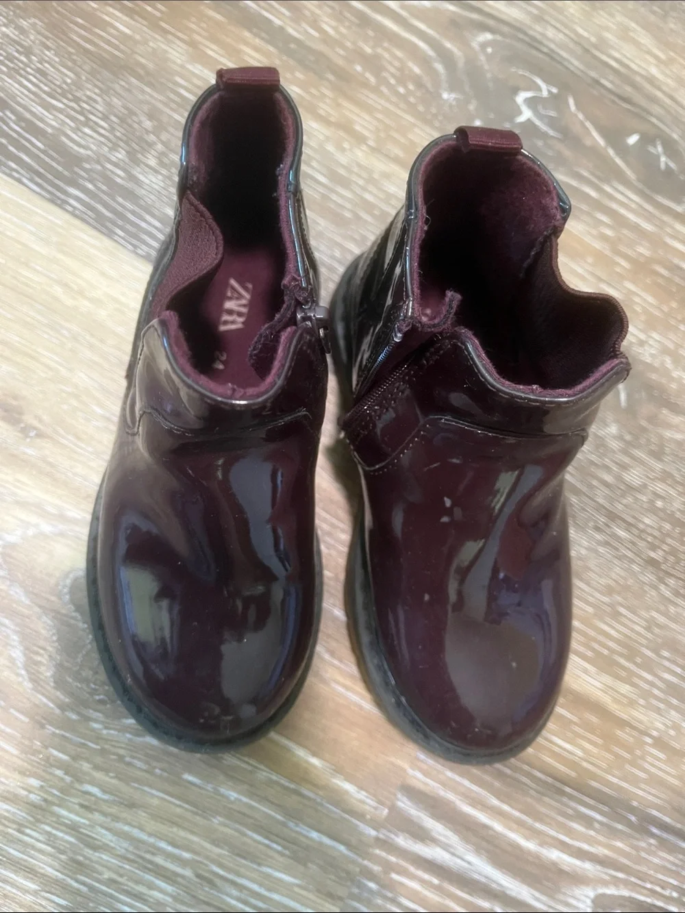 Zara Kids Wine Patent Ankle Boots